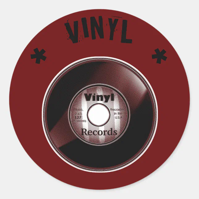 VINYL 45 RPM record, Black & Red Classic Round Sticker | Zazzle