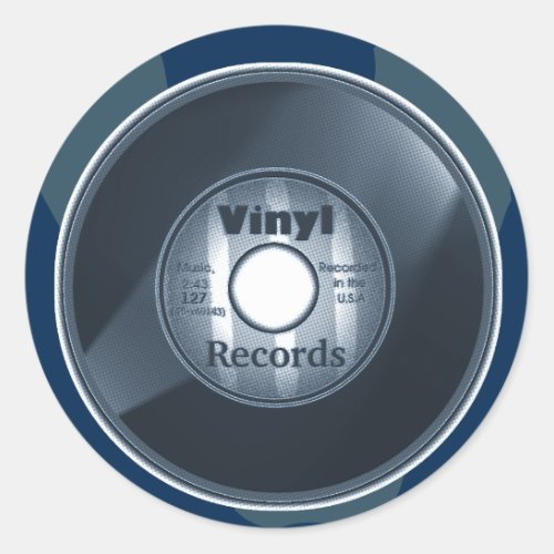 VINYL 45 RPM record Blue 2 Classic Round Sticker