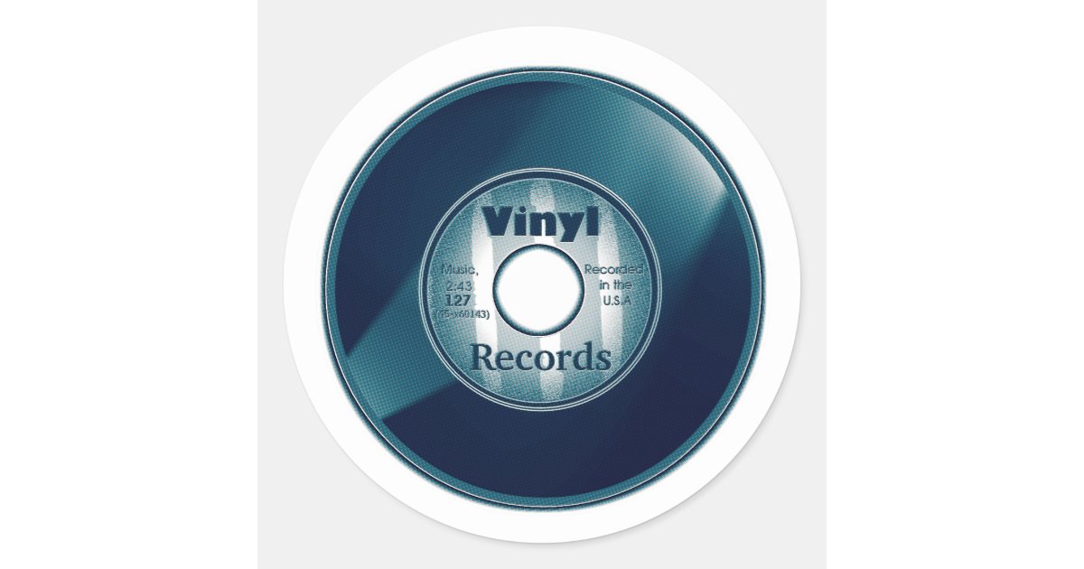 VINYL 45 RPM record, Blue/White Classic Round Sticker | Zazzle