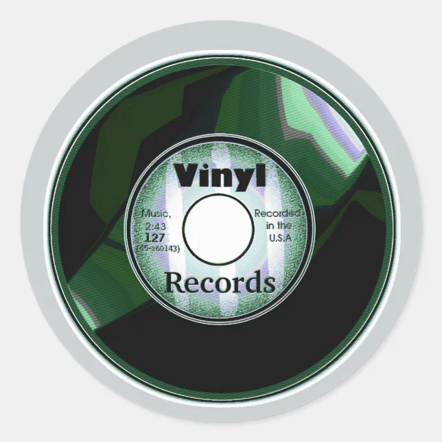 VINYL 45 RPM record, Green/White Classic Round Sticker | Zazzle