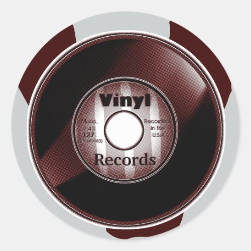 VINYL 45 RPM record RedWhite Classic Round Sticker