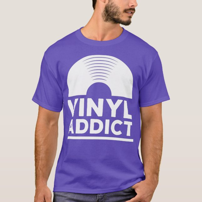 Vinyl Addict Tee Retro Old School Music DJ (Front)
