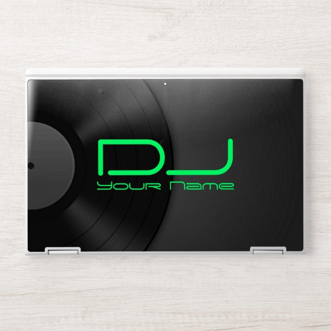 Vinyl Background DJ HP Laptop Skin (Front)