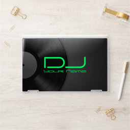 Vinyl Background DJ HP Laptop Skin | Zazzle