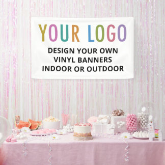 Vinyl Banner Custom Logo Indoor or Outdoor White