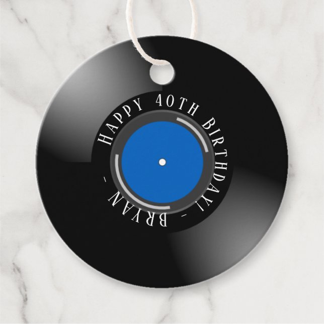 Vinyl Birthday Favor Tags (Front)