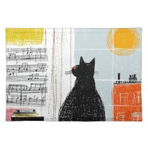Vinyl Black Cat High Rise Live Set Cloth Placemat