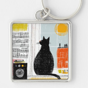 Vinyl Black Cat High Rise Live Set Keychain