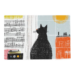 Vinyl Black Cat High Rise Live Set Placemat