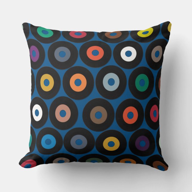 VINYL blue Throw Pillow (Front)