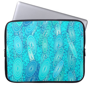 "Vinyl Blues" abstract - turquoise, blue, white Laptop Sleeve