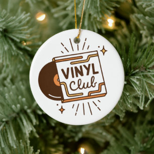 Vinyl club analog music record aesthetic ceramic ornament