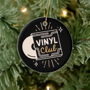 Vinyl club record lovers analog music ceramic ornament