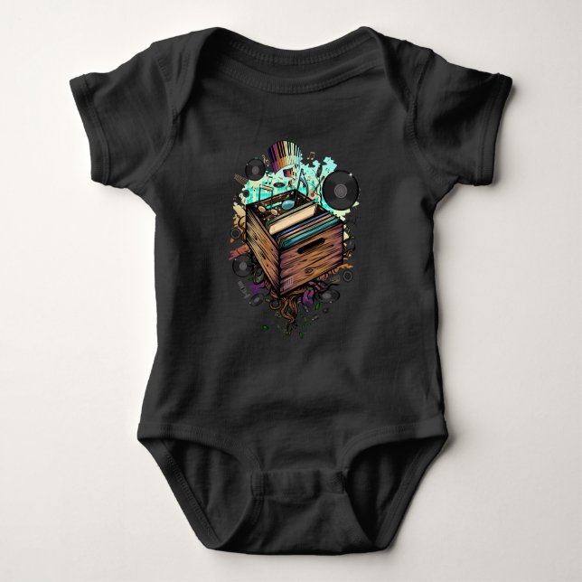 Vinyl Crate Music Baby Bodysuit (Front)