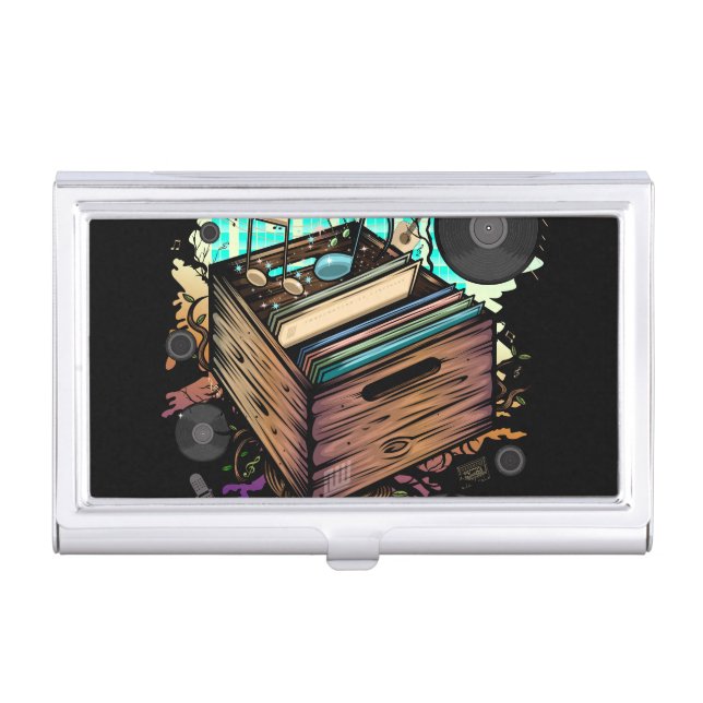 Vinyl Crate Music Business Card Case (Front)