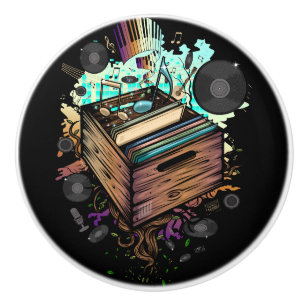 Vinyl Crate Music Ceramic Knob