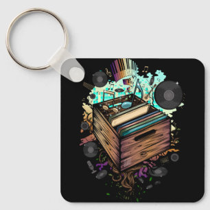 Vinyl Crate Music Keychain