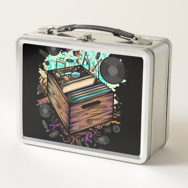 Vinyl Crate Music Metal Lunch Box (Front)
