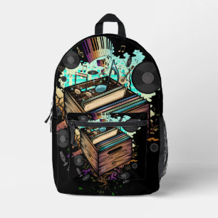 Vinyl Crate Music Printed Backpack