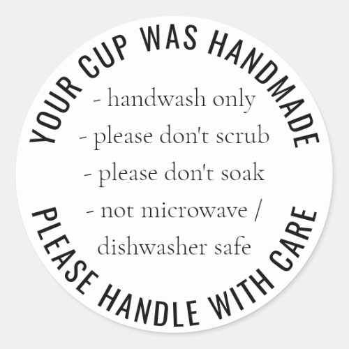 Vinyl Cup Custom Care Instructions Classic Round Sticker