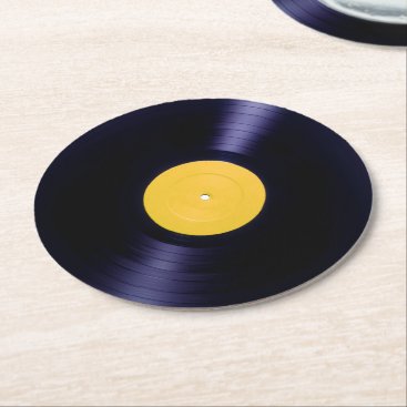 Vinyl disc retro old times style cover round paper coaster