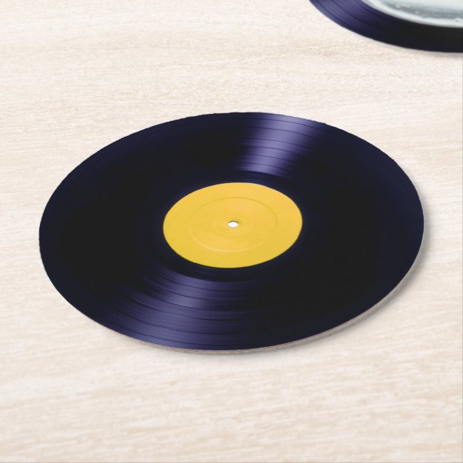 Vinyl disc retro old times style cover round paper coaster