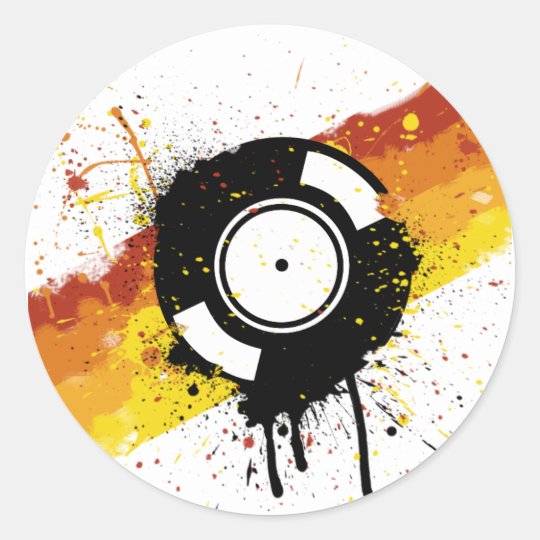 Vinyl Graffiti - DJ record DJing DJs Disc Jockey Classic Round Sticker | Zazzle.com