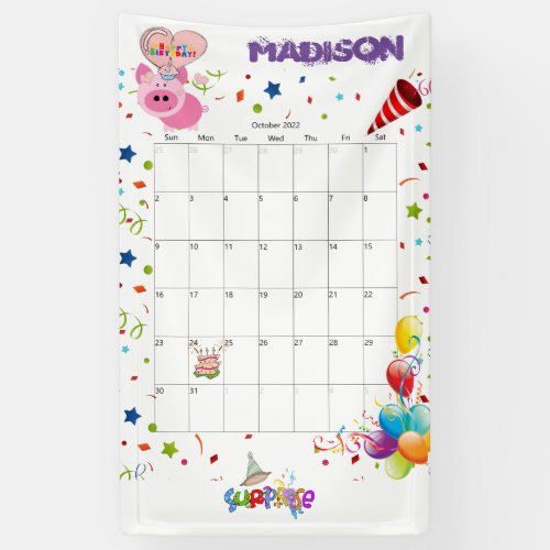 Vinyl Happy Birthday Calendar October 2022  Banner