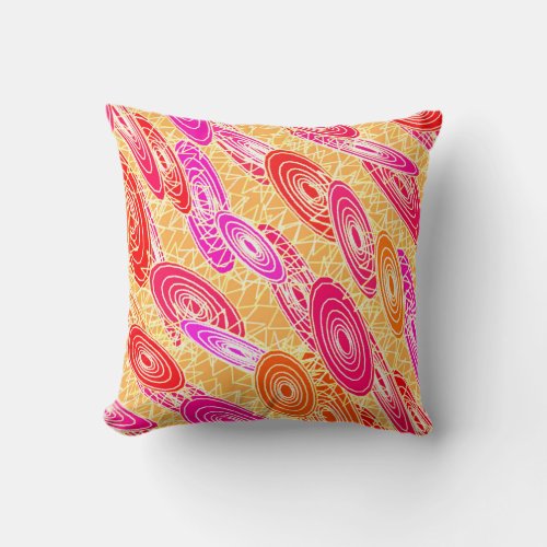 Vinyl Jazz abstract _ orange fuchsia pink Throw Pillow