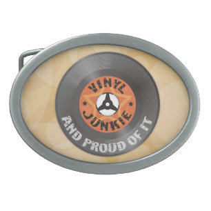 Vinyl Junkie - And Proud of It oval belt buckle