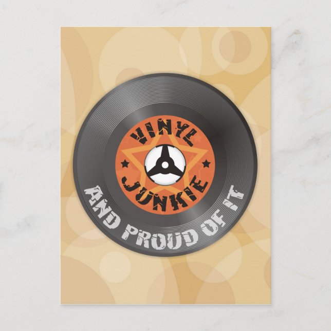 Vinyl Junkie - And Proud of It Postcard (Front)