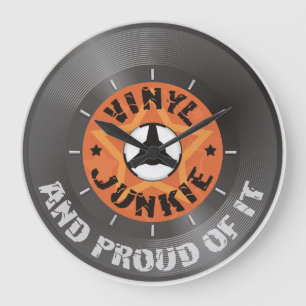Vinyl Junkie - And Proud of It with dial Large Clock