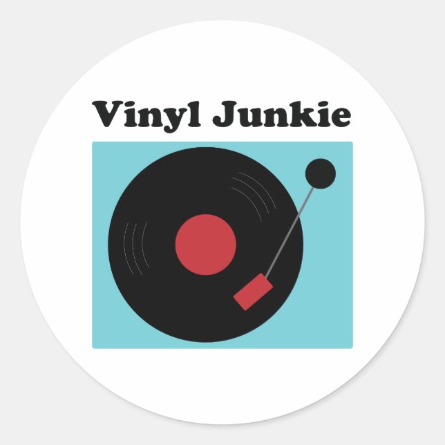 Vinyl Junkie Fun For LP Record Lover Classic Round Sticker (Front)