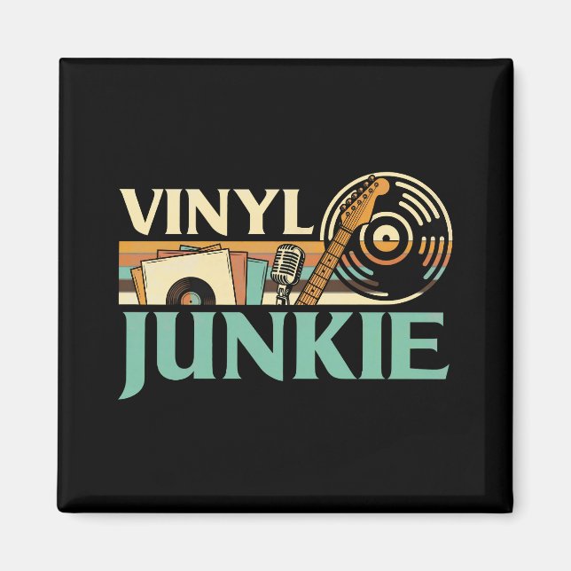 Vinyl Junkie LP Records DJ Turntable Music Collect Magnet (Front)
