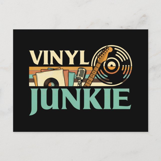 Vinyl Junkie LP Records DJ Turntable Music Collect Postcard (Front)