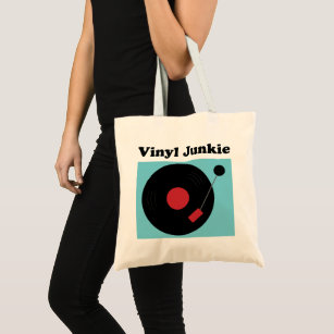 Vinyl Junkie Turntable Record Player 33 RPM Music Tote Bag