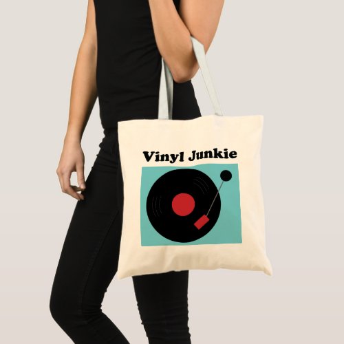Vinyl Junkie Modern Record Lover  Tote Bag