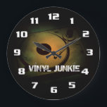 Vinyl Junkie Old Retro turn table Large Clock<br><div class="desc">Vinyl Junkie Old Retro turn table</div>
