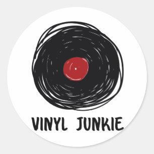Vinyl Junkie Records Collector LP Retro Classic Round Sticker