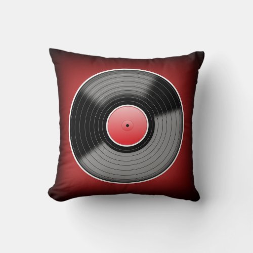Vinyl Junkie Red Fade Square Throw Pillow