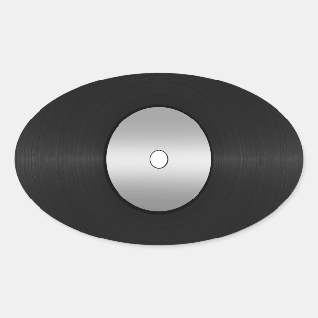 Vinyl-Look LP Record Oval Sticker (Front)