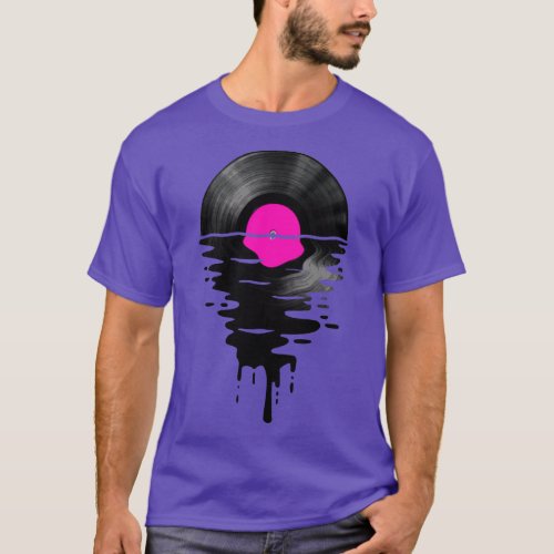 Vinyl LP Music Record Sunset Pink T_Shirt