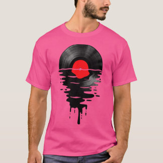 Vinyl LP Music Record Sunset Red T-Shirt