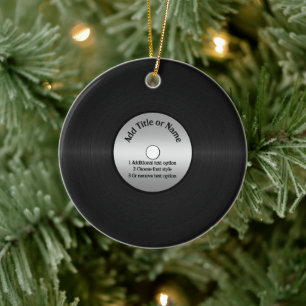 Vinyl LP Record Background Ceramic Ornament