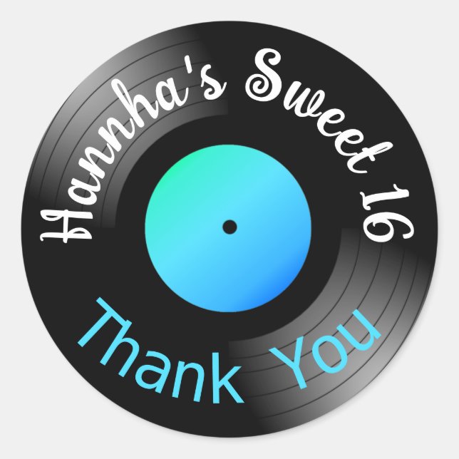 Vinyl LP Record Favor  Classic Round Sticker (Front)