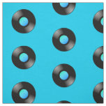 Vinyl LP Record on Blue Pattern Fabric