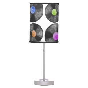 Vinyl LP Records Retro Illustration Table Lamp