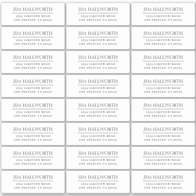 Vinyl Modern Black & White Return Address Sticker (Front)