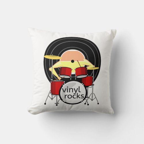 Vinyl music drums throw pillow