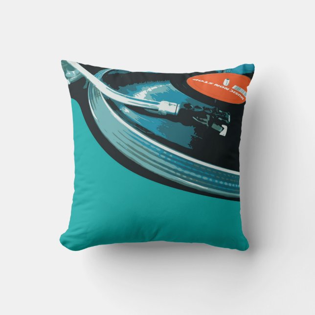 Vinyl Music Turntable Throw Pillow (Front)